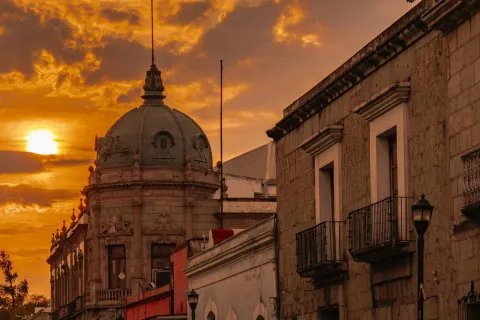 a sunset on a church