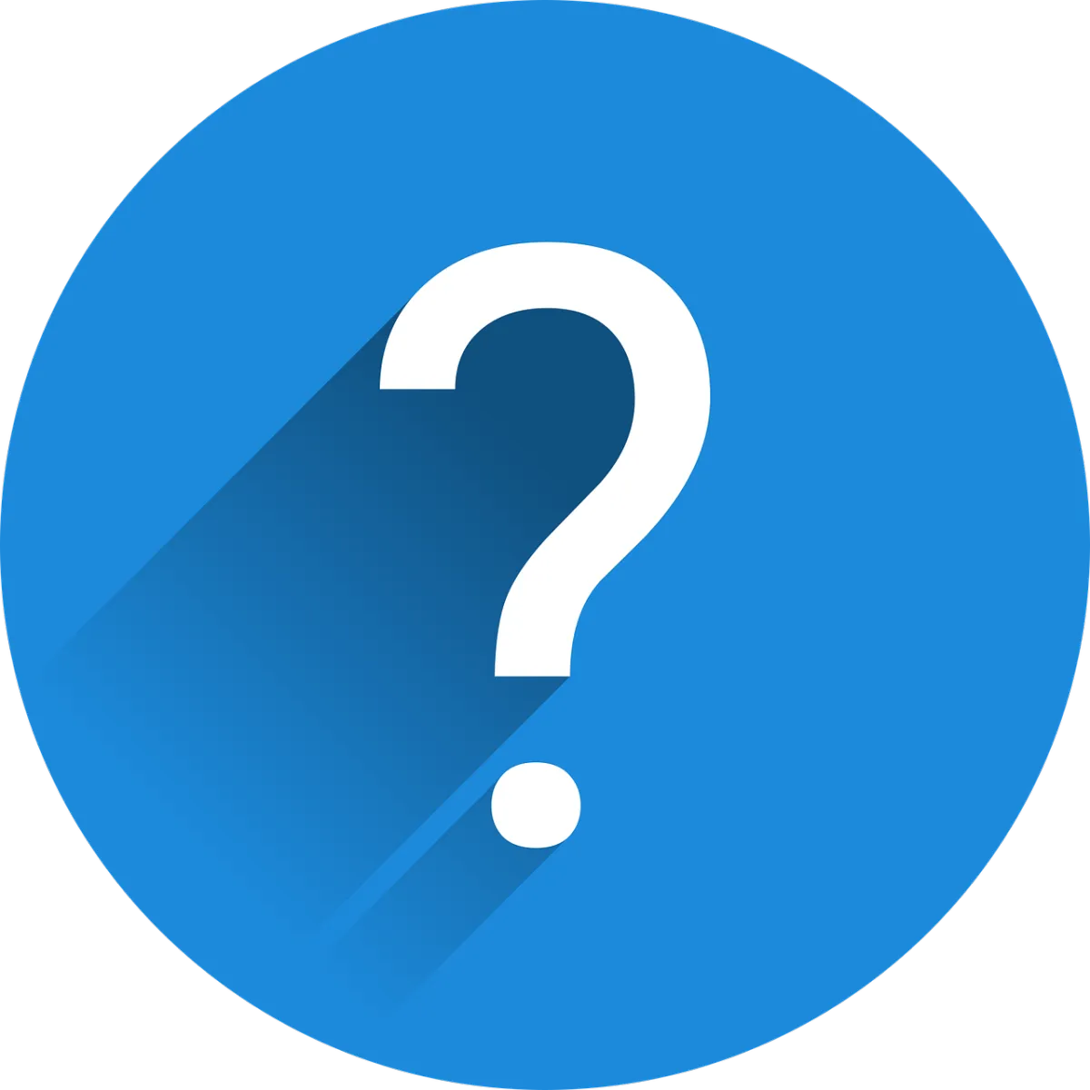 Blue question mark icon representing assistance and support for medical transportation needs in Orlando, Florida,