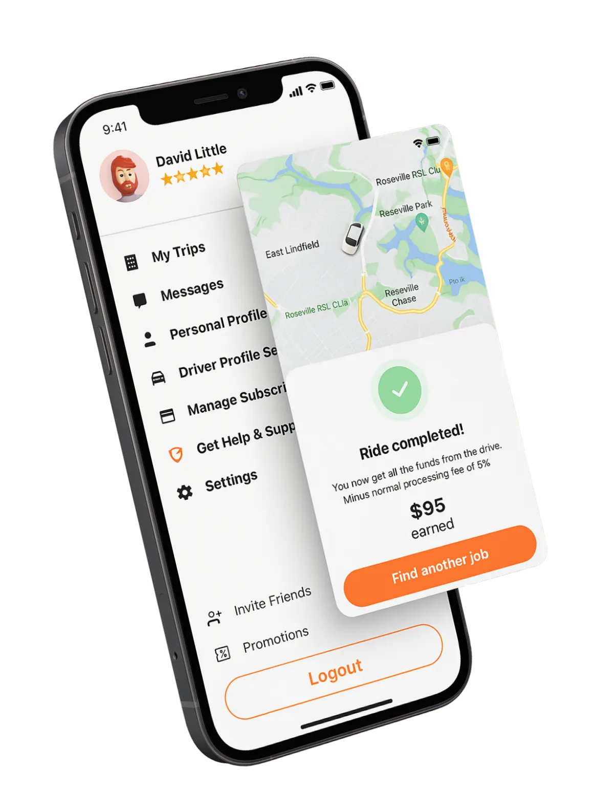 Budget Ride mobile app on iPhone mockup