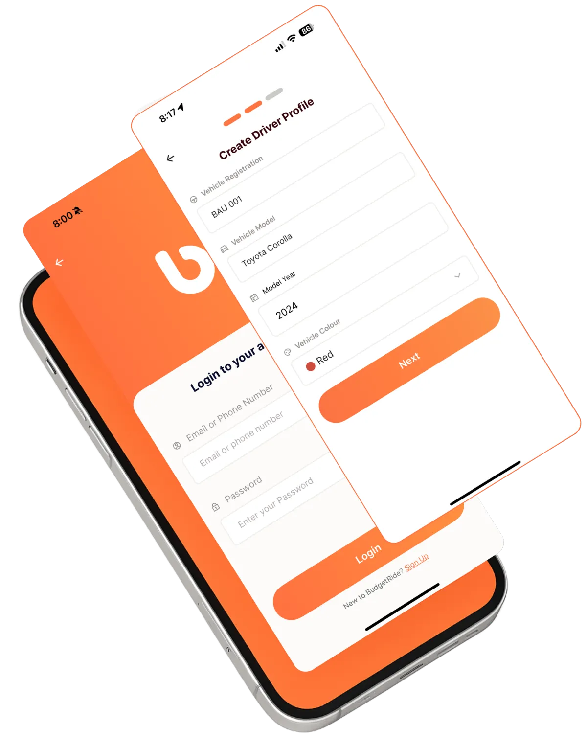 Budget Ride mobile app on iPhone mockup
