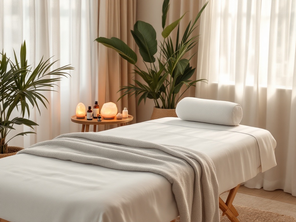 Massage table in a calm room