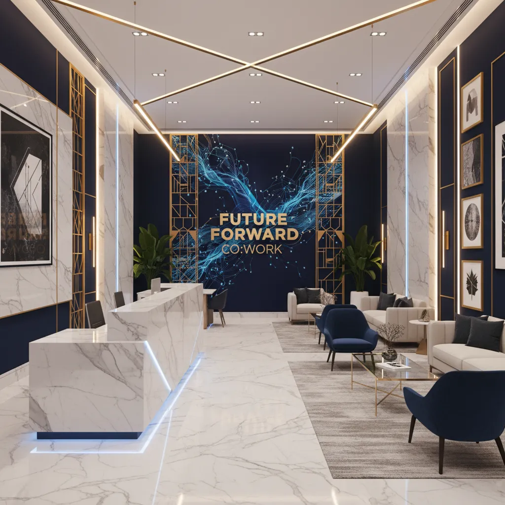 blue and white light fixture