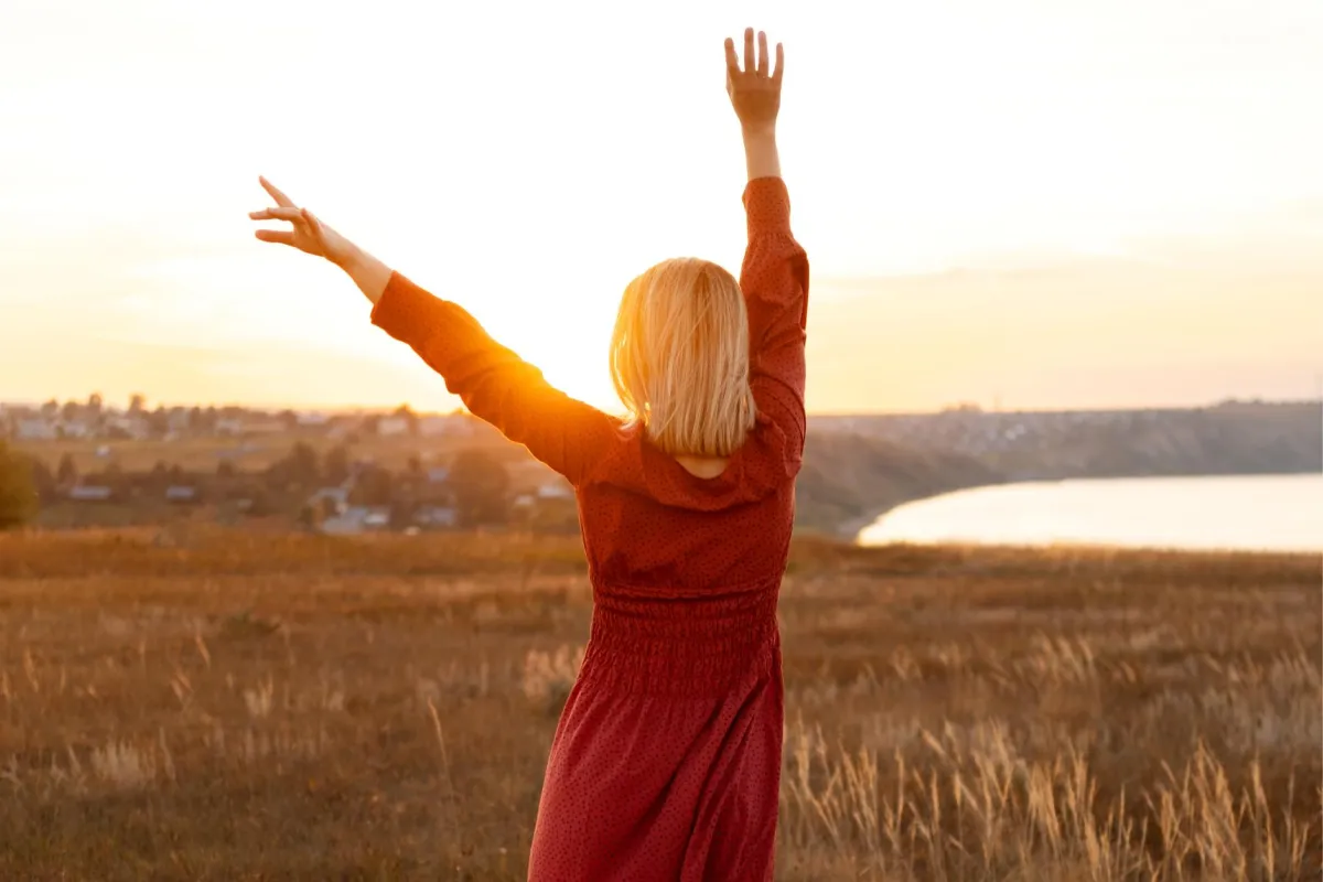 Image depicting the emotional liberation from anger, guilt, and fear, leading to the highest frequency of happiness and harmony in relationships.