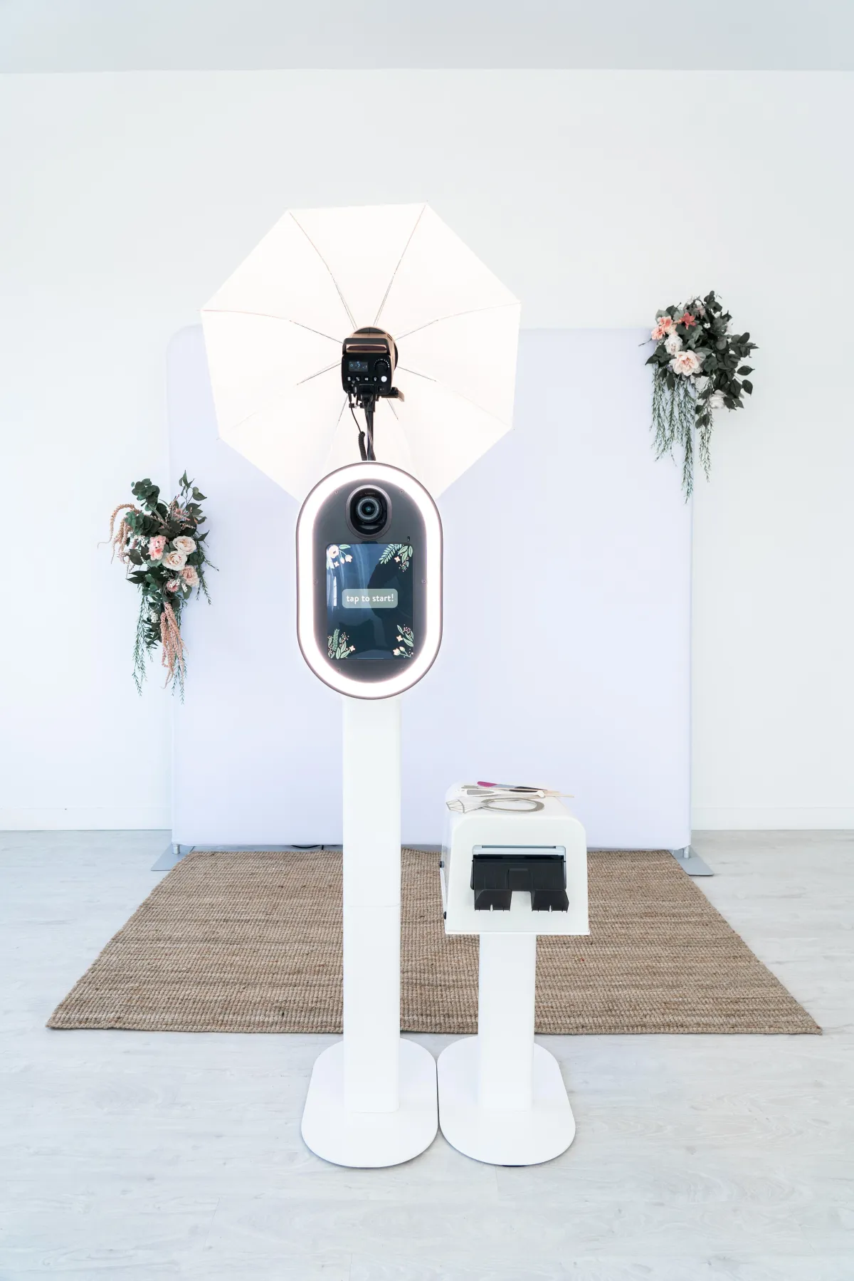 Elegant photo booth camera with key light