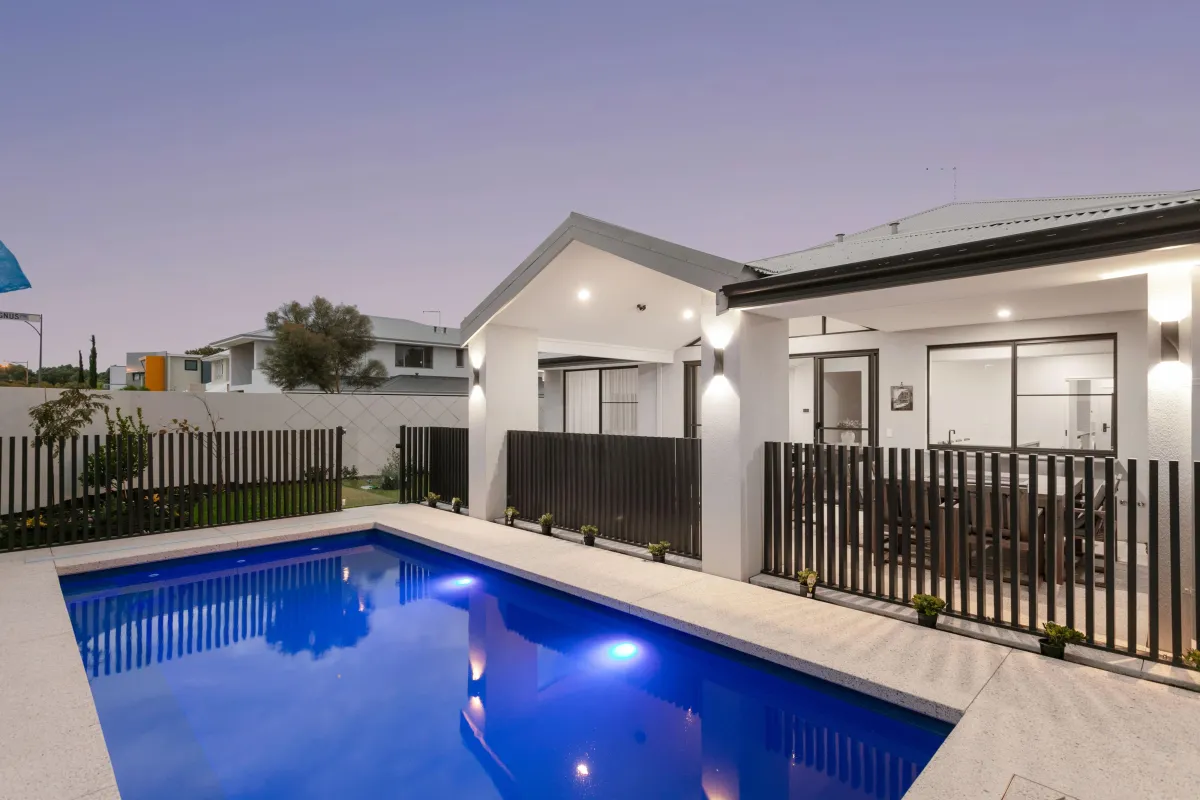 Outdoor pool with fencing