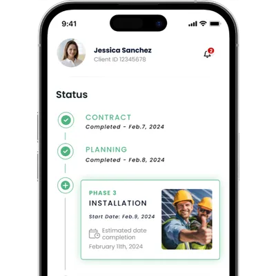 Terra Energy application showing installation status