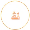 logo of flexible memberships (man running on a treadmill)