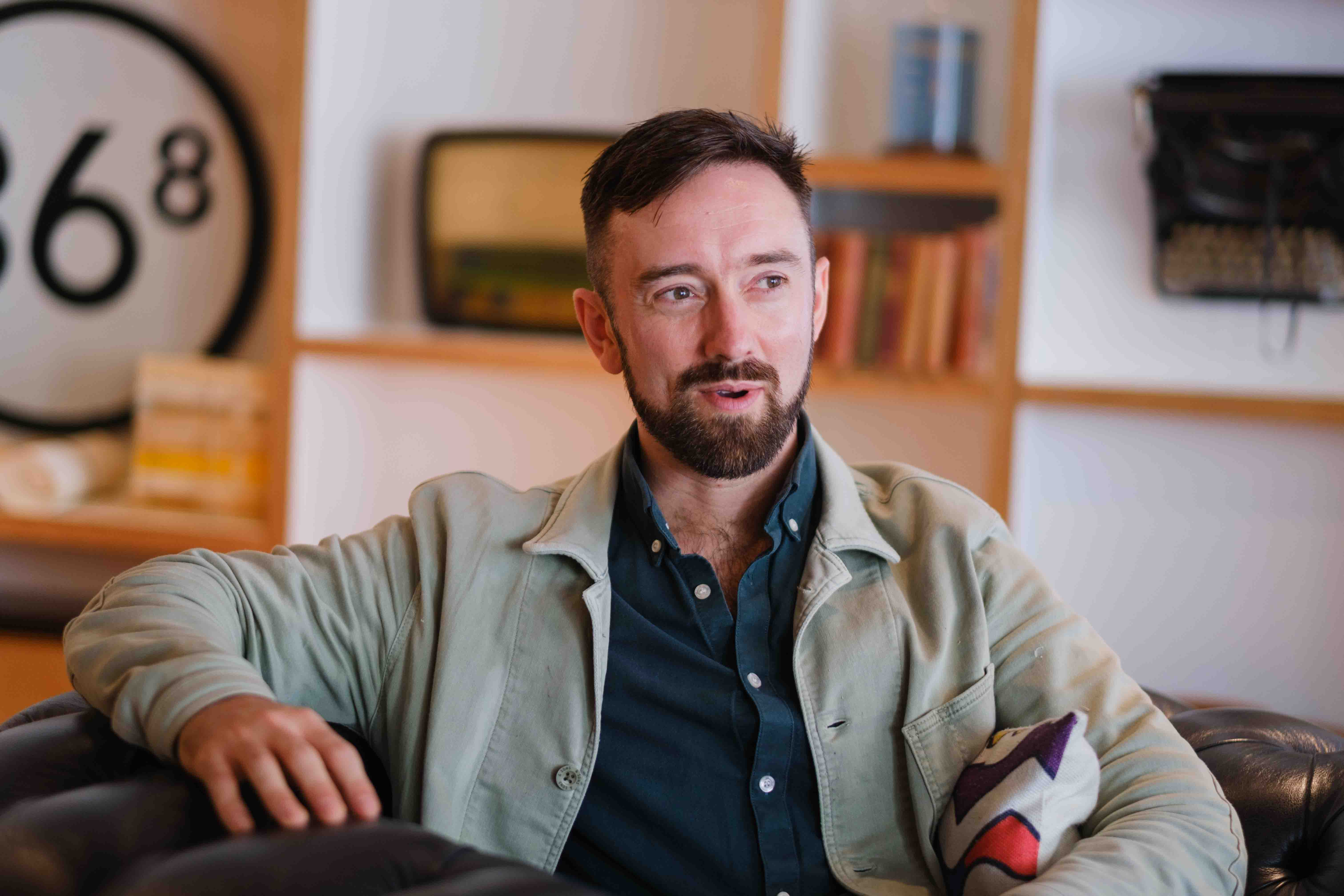 Portrait of a male therapist photographed in Glasgow for professional branding and website imagery by Victoria Rose Photography