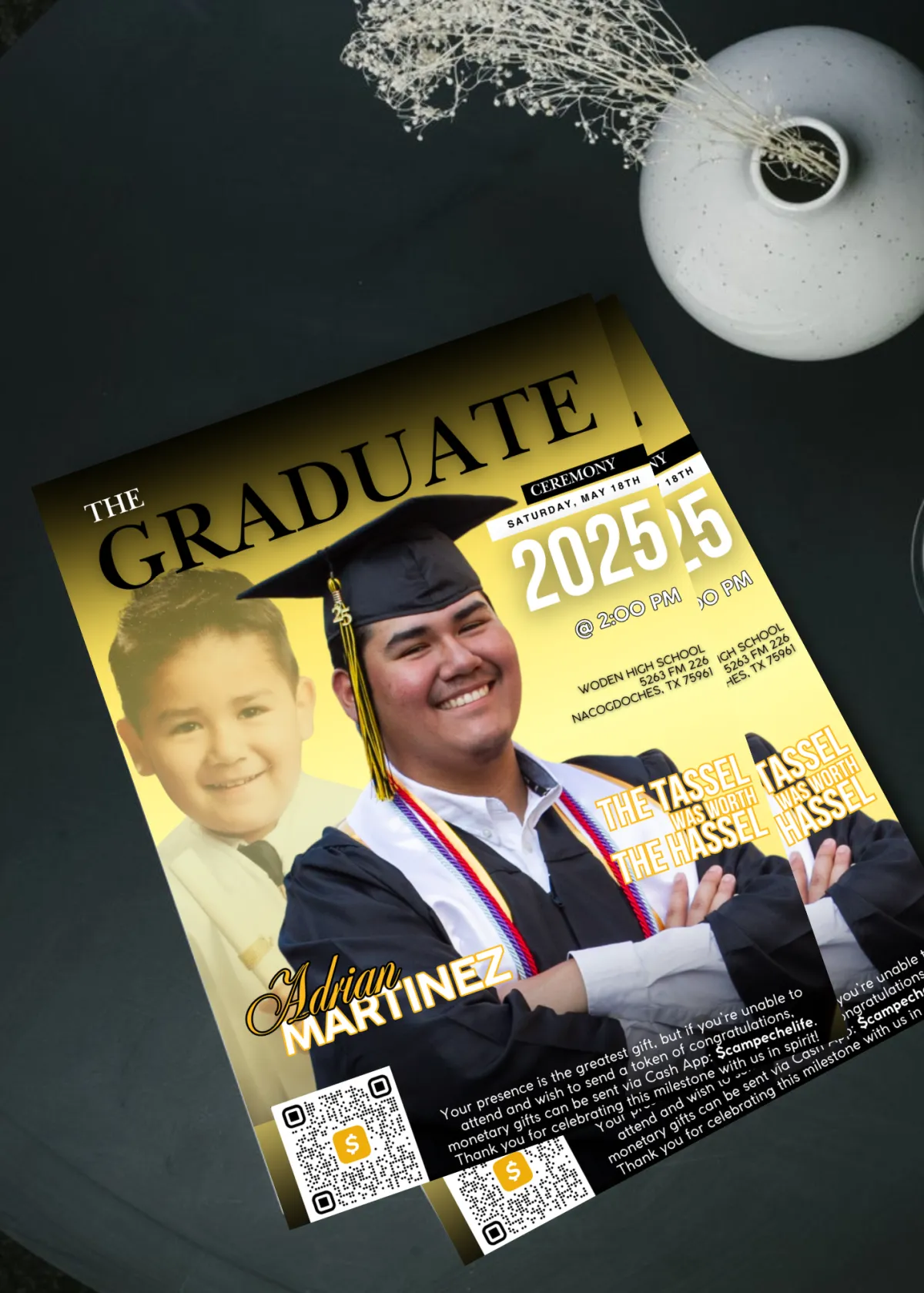 Personalized graduation invitations designed for East Texas celebration