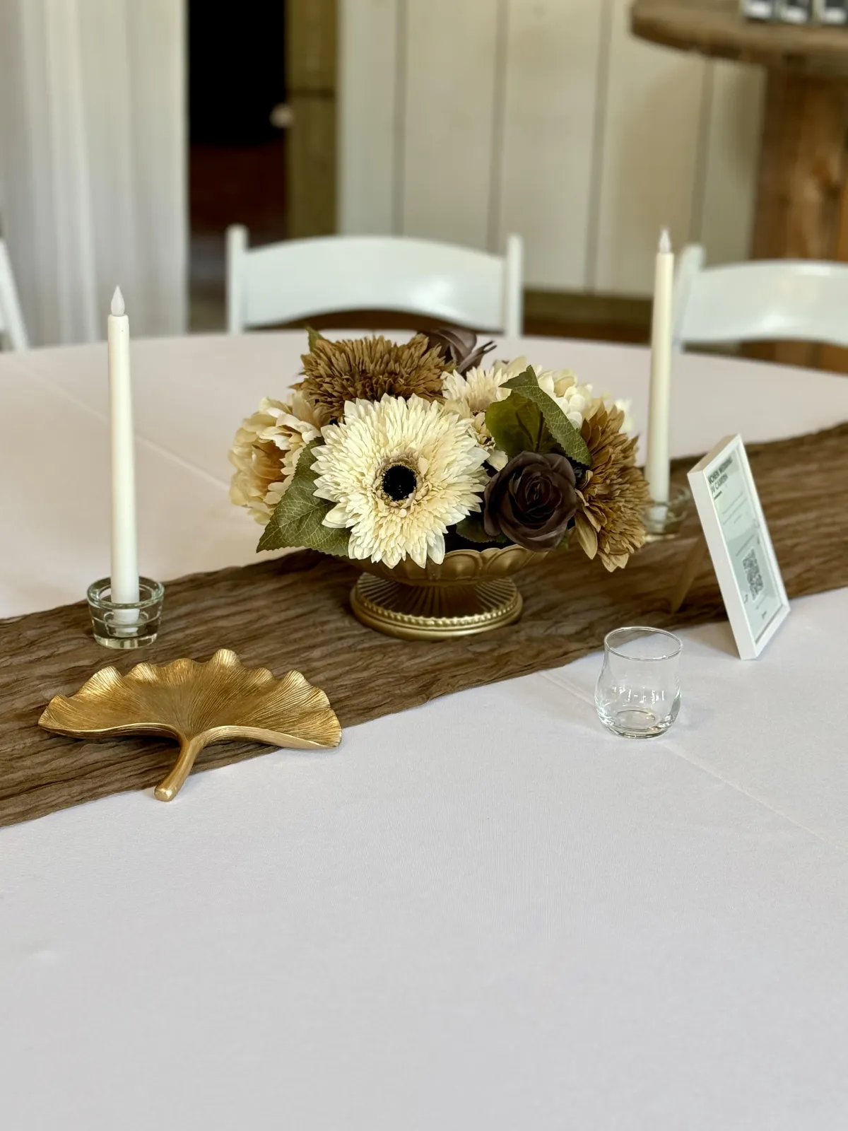 Luxury wedding with shades and brown and gold accents styled by Curated Experiences in Nacogdoches TX
