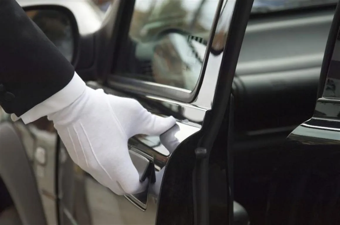 A gloved hand opening a sparkling vehicle door, reflecting the meticulous finish of mobile auto detailing Roanoke.