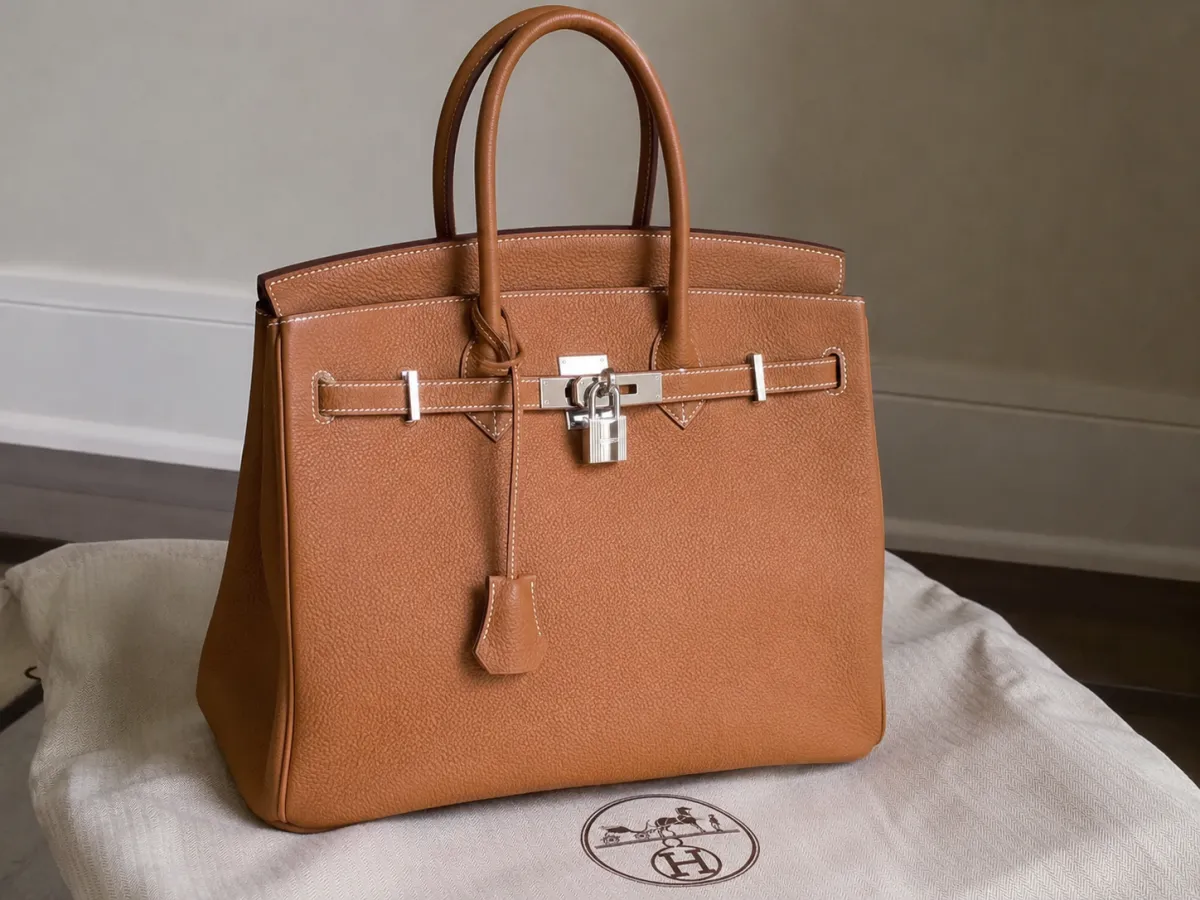 Professional and secure inspection of a luxury Hermès bag