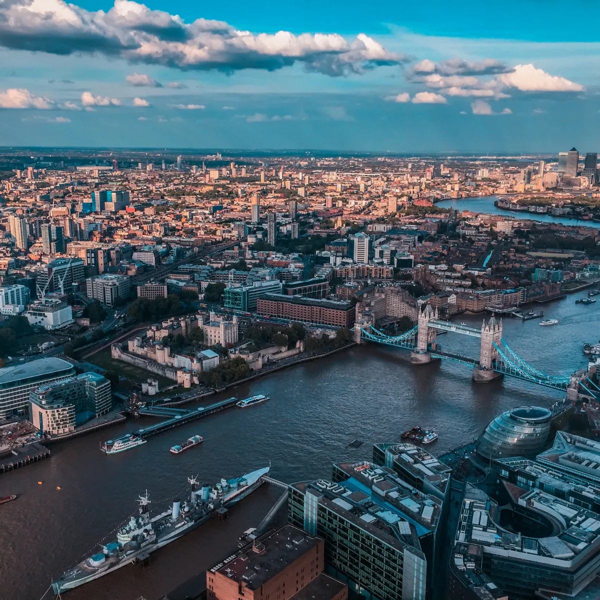 aerial view of London city centre