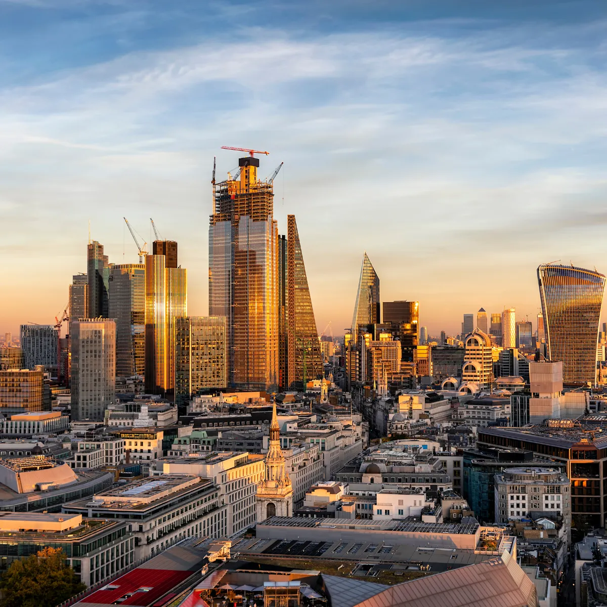 London city centre at Sunset