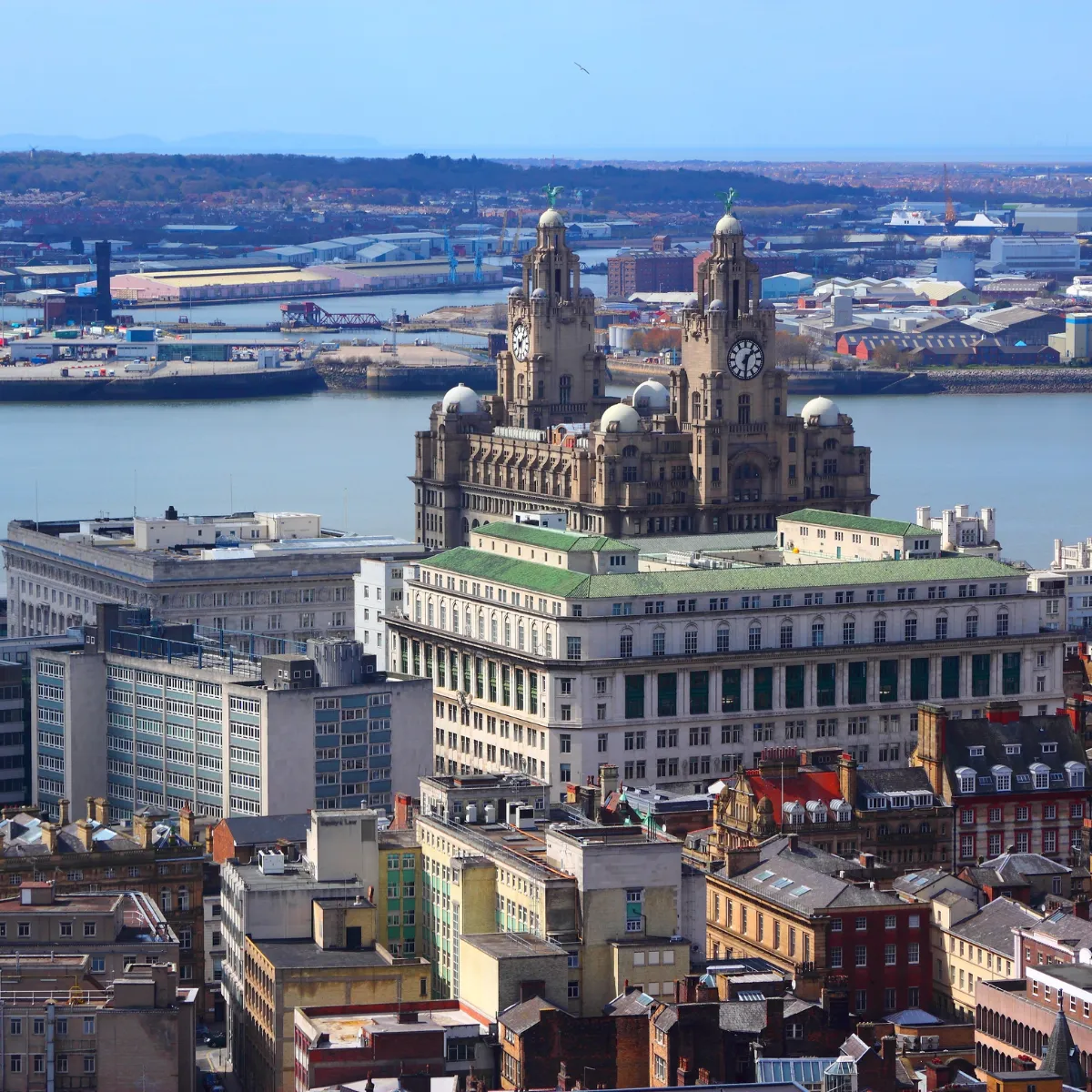 View of Liverpool including Liver building & river Mersey