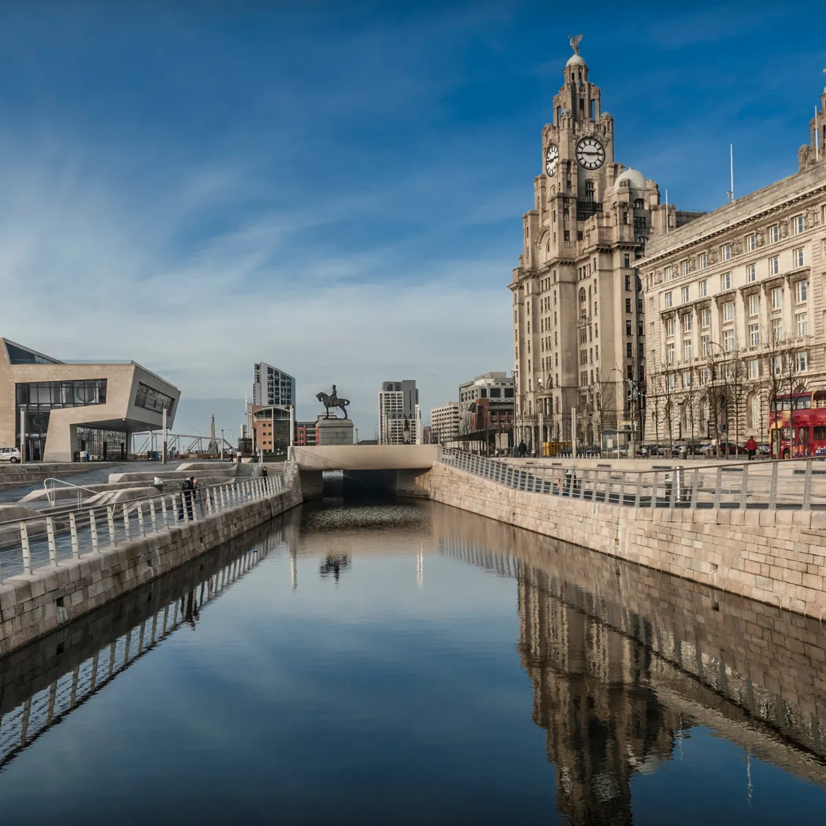 Liverpool docks next to Liver building