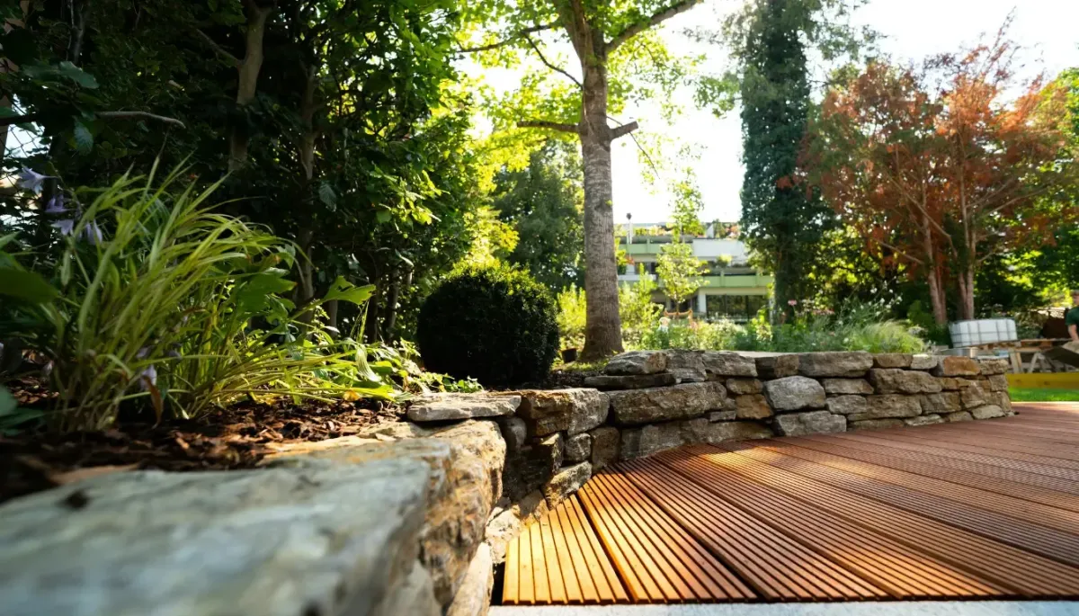 Vibrant garden beds with healthy blooms