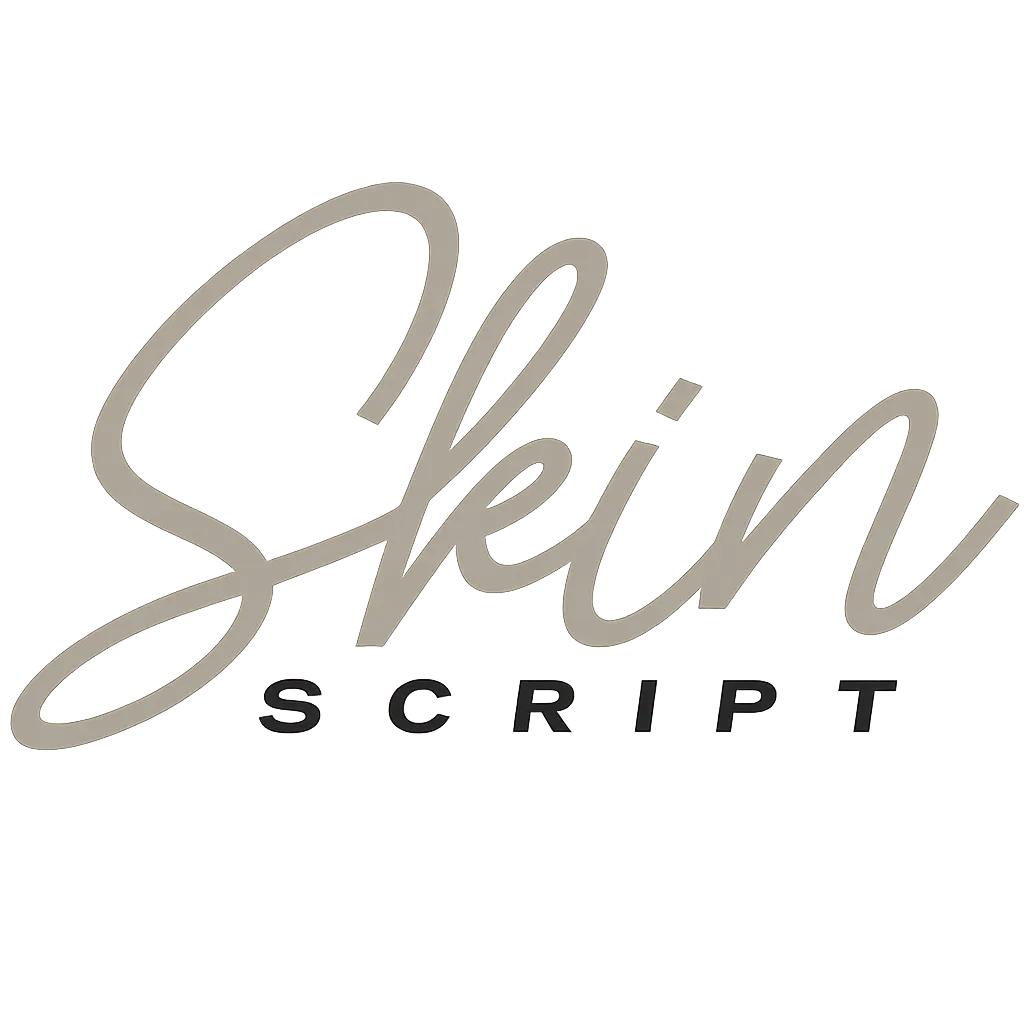 Skin Script medical aesthetics booking call to action with phone number 980-350-9765