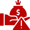 A hand grasping a red dollar sign symbolizes financial wealth and prosperity.
