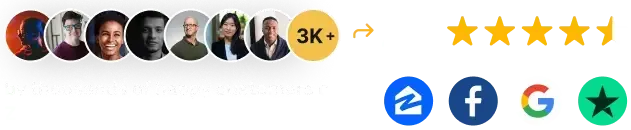 Top Rated Reviews logo, followed by images of diverse faces and rating summary showing 4.8/5 stars and over 3000 reviews.