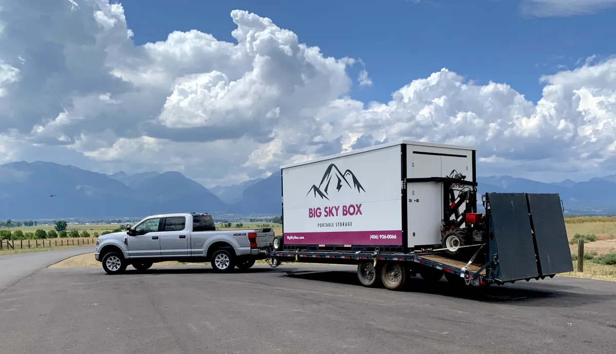 image of big sky box truck and trailer loaded up and ready to delivery portable storage in stevensville