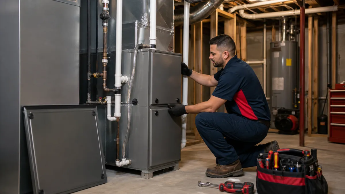 {{ custom_values.service_1 }} for dependable heat, better efficiency, and aging furnaces that are ready to be replaced. in Saddle Brook