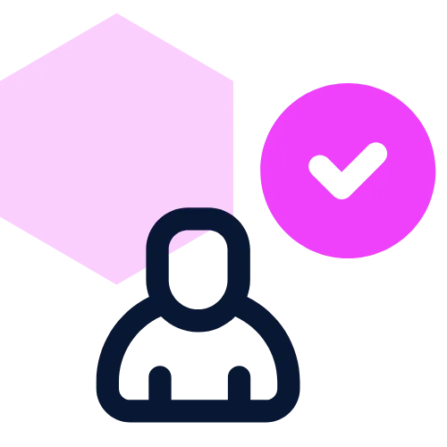 borrower with a check mark, representing Tekambi's smarter underwriting capabillities