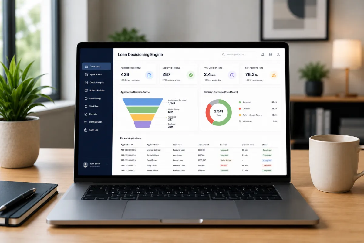 Loan Decisioning Engine Software Dashboard