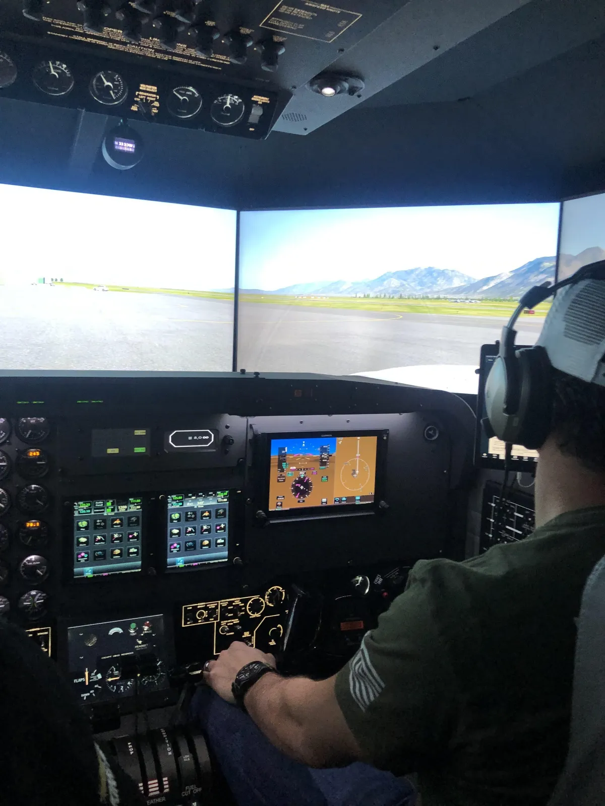 Student pilot preparing for certification exam with instructor