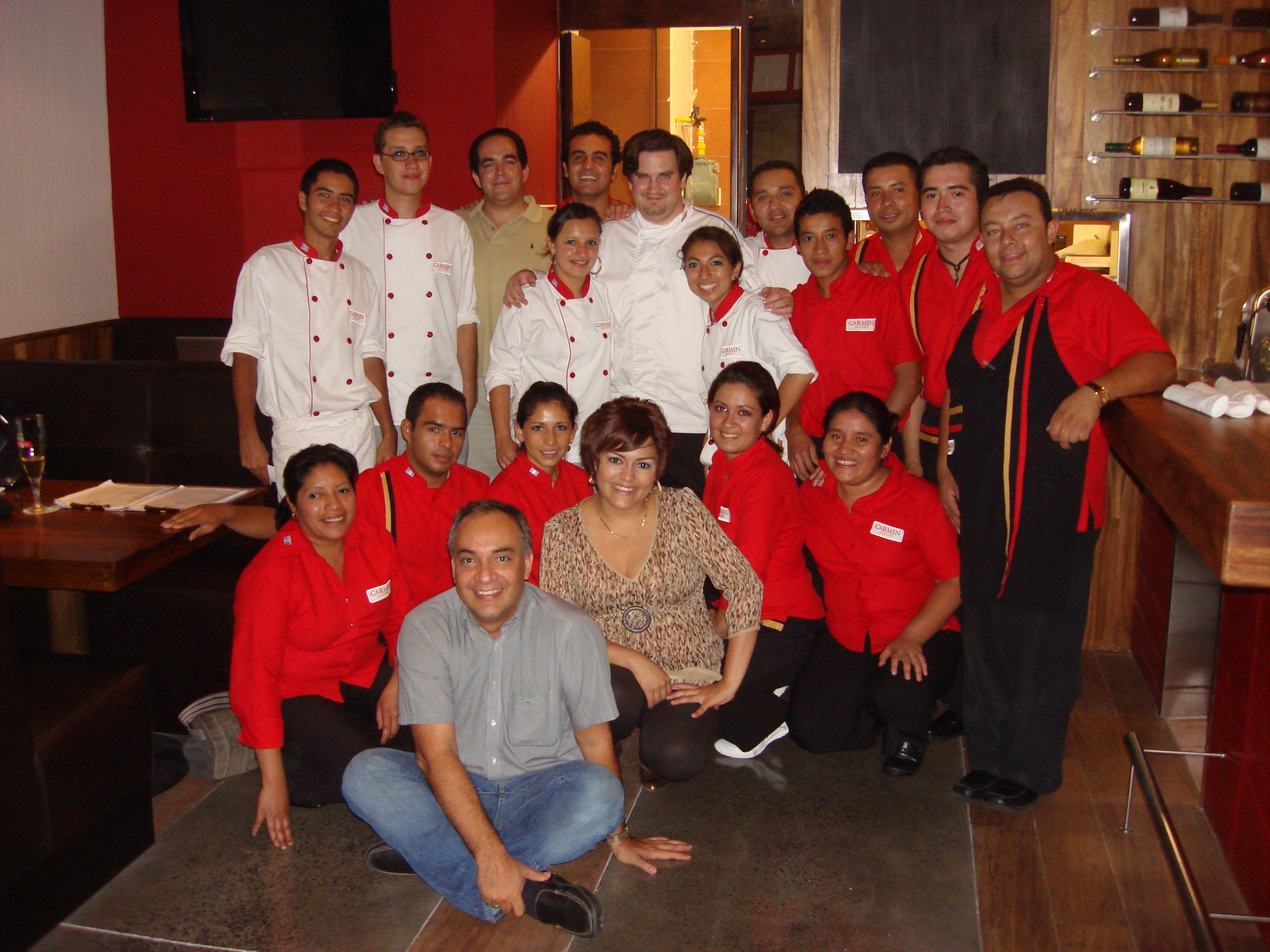 Chef Zak Kuczynski with restaurant team at Carmen Gastropub opening in Guatemala City