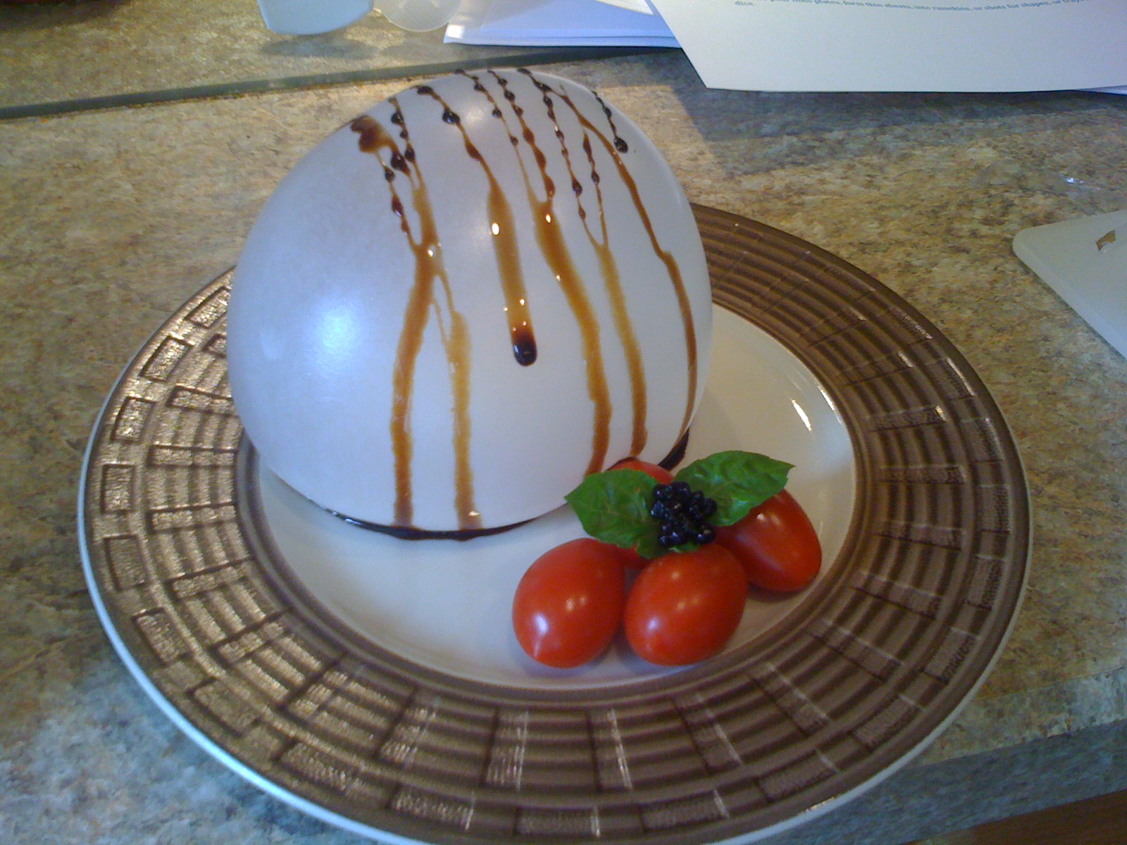 Mozzarella balloon with basil garlic air by Chef Zak Kuczynski Corporate Executive Chef