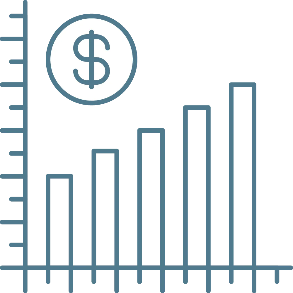 computer with chart and arrow up