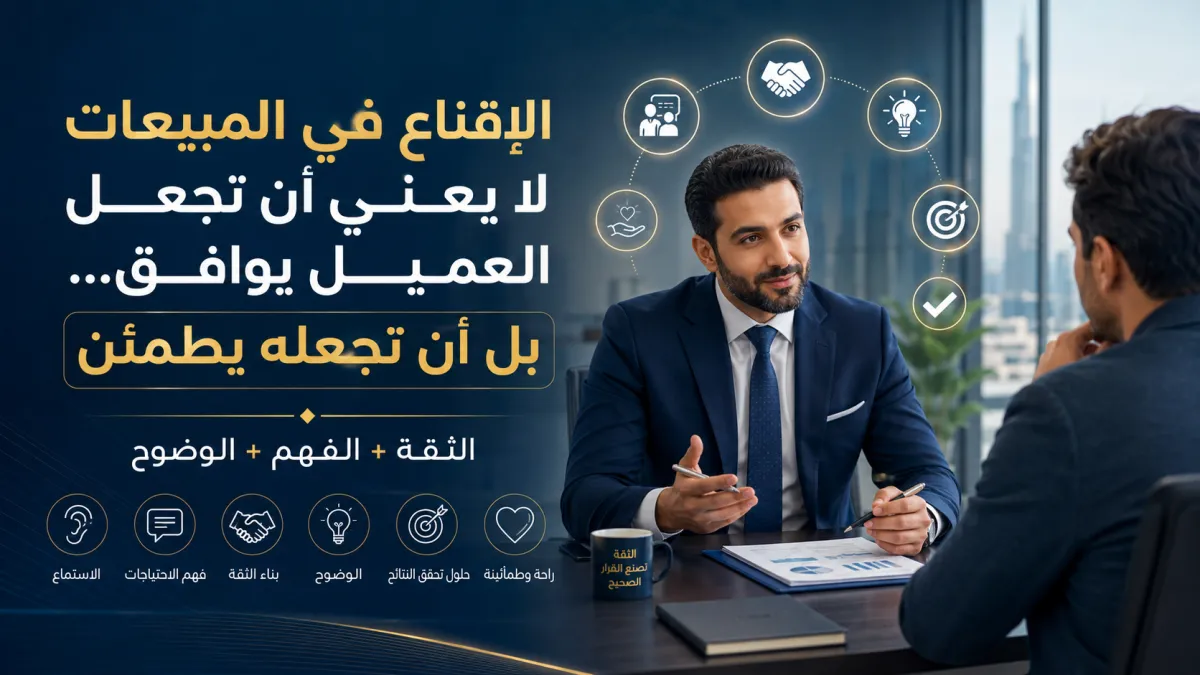 الإقناع في المبيعات لا يعني أن تجعل العميل يوافق بل أن تجعله يطمئن