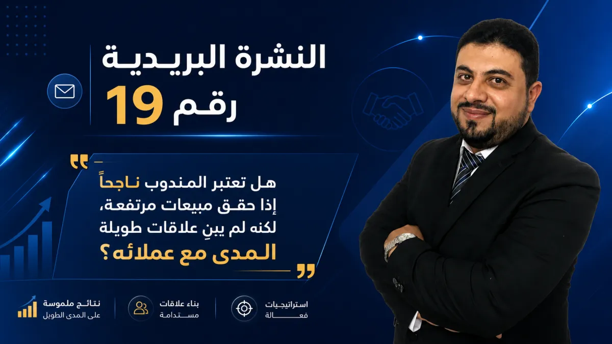 هل يعتبر المندوب ناجحًا إذا حقق مبيعات مرتفعة، لكنه لم يبنِ علاقات طويلة المدى مع عملائه؟