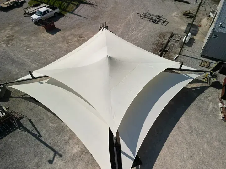Ariel view of a larger shading structure built by Duffer Hollow Designs