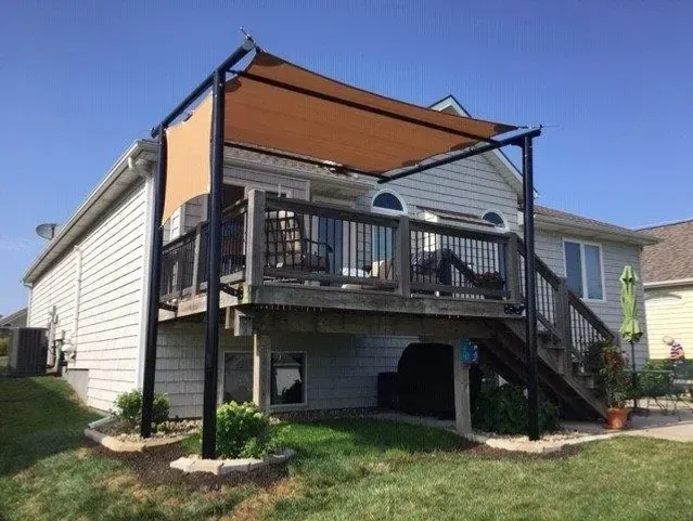Add a shade onto your deck but adds a vertical protection for seating areas that still get a bit more sun.