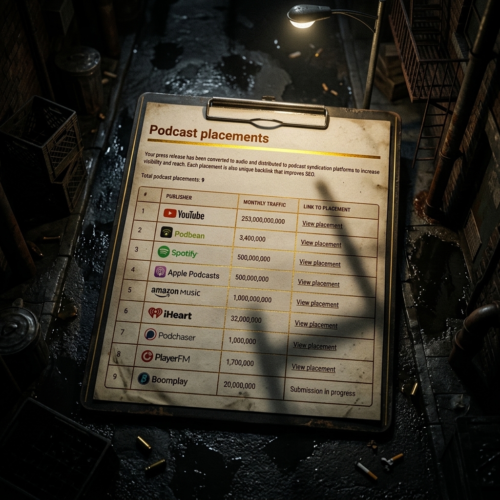 Logos of podcasts, media, and platforms