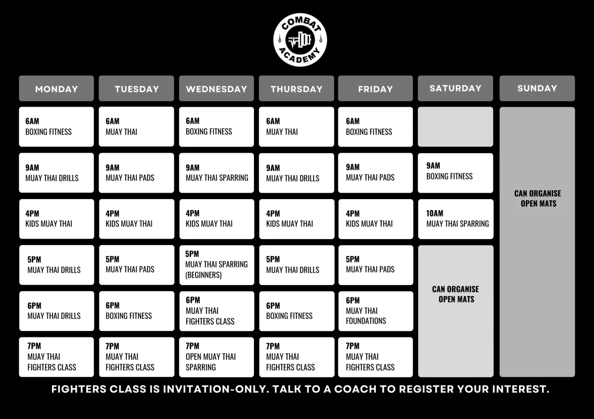 Pulse Combat Academy Class Schedule