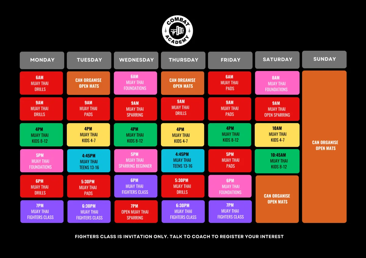 Pulse Combat Academy Class Schedule