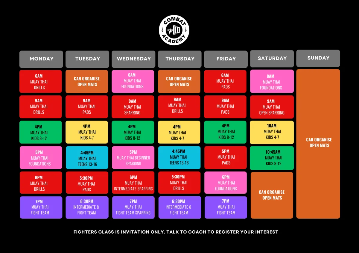 Pulse Combat Academy Class Schedule