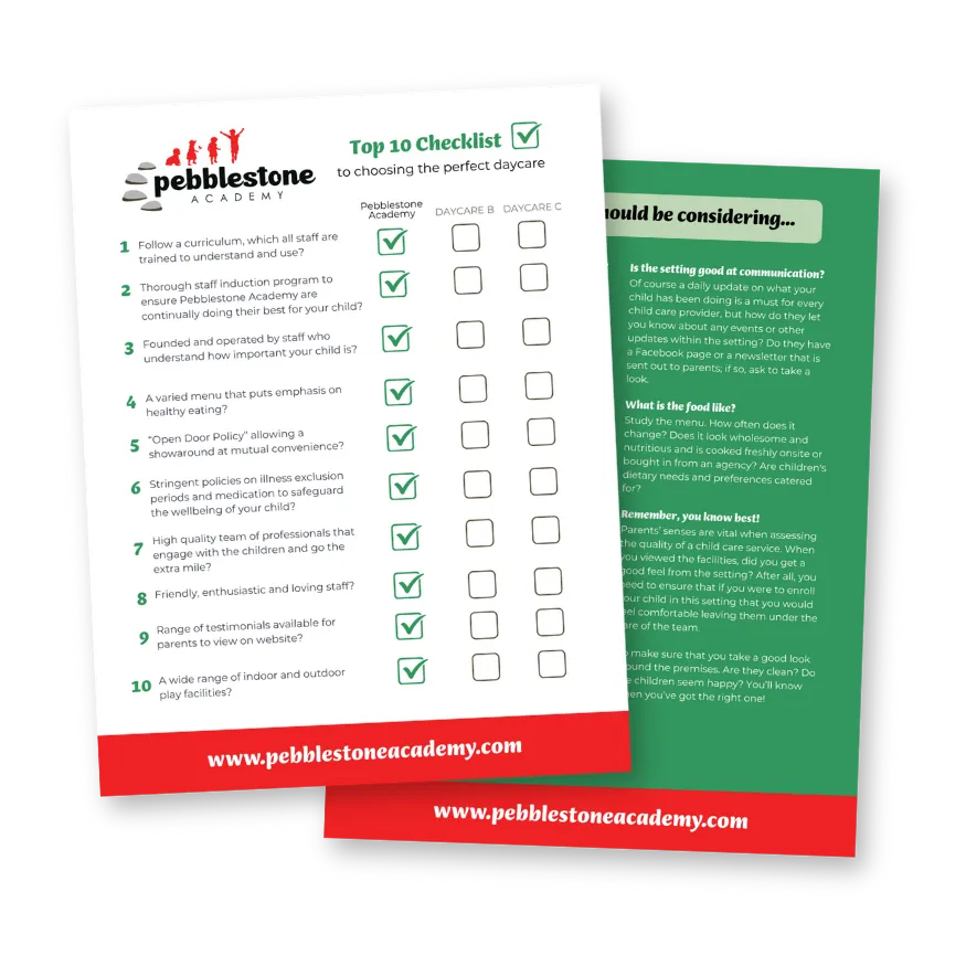 Checklist download comparing Pebblestone Academy with other preschool care options in Stuart, FL