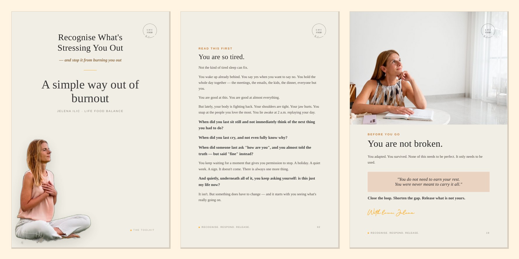 Three pages from inside the Toolkit