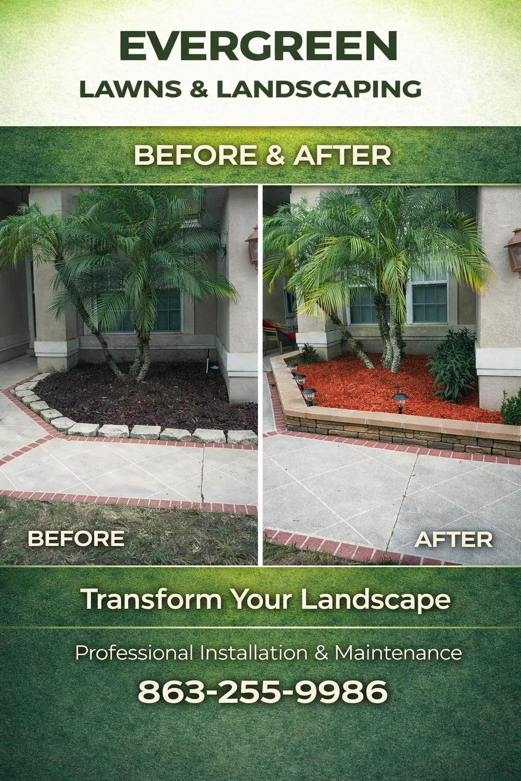 Evergreen crew working hard on a clients property.