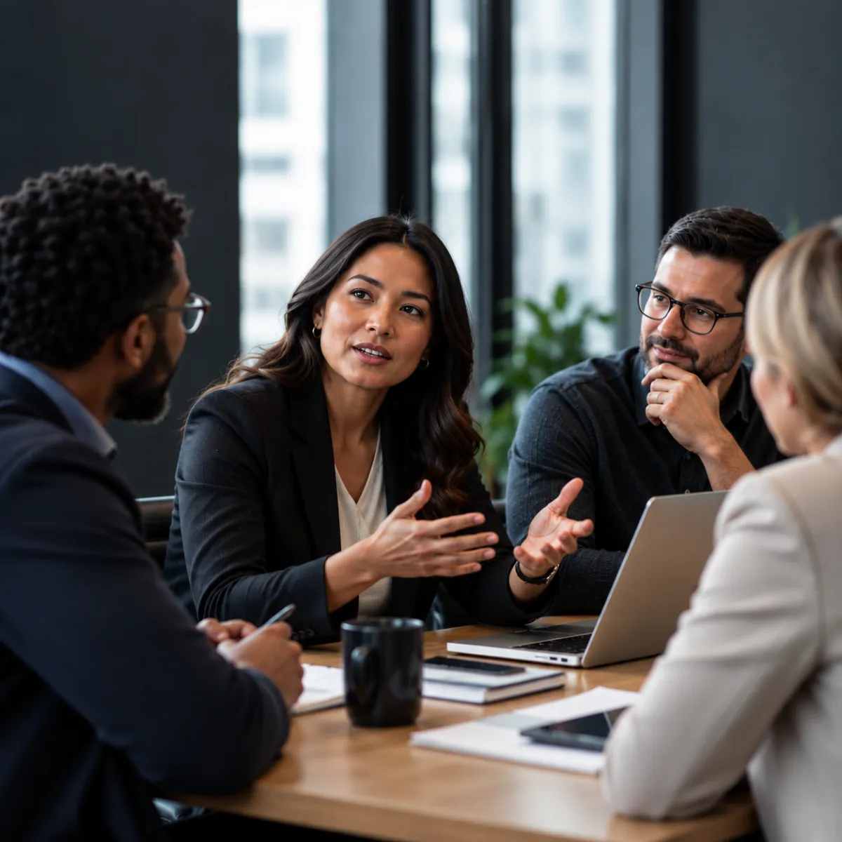 Business leaders in a strategy conversation with a Fourth Strategies Growth Operator.