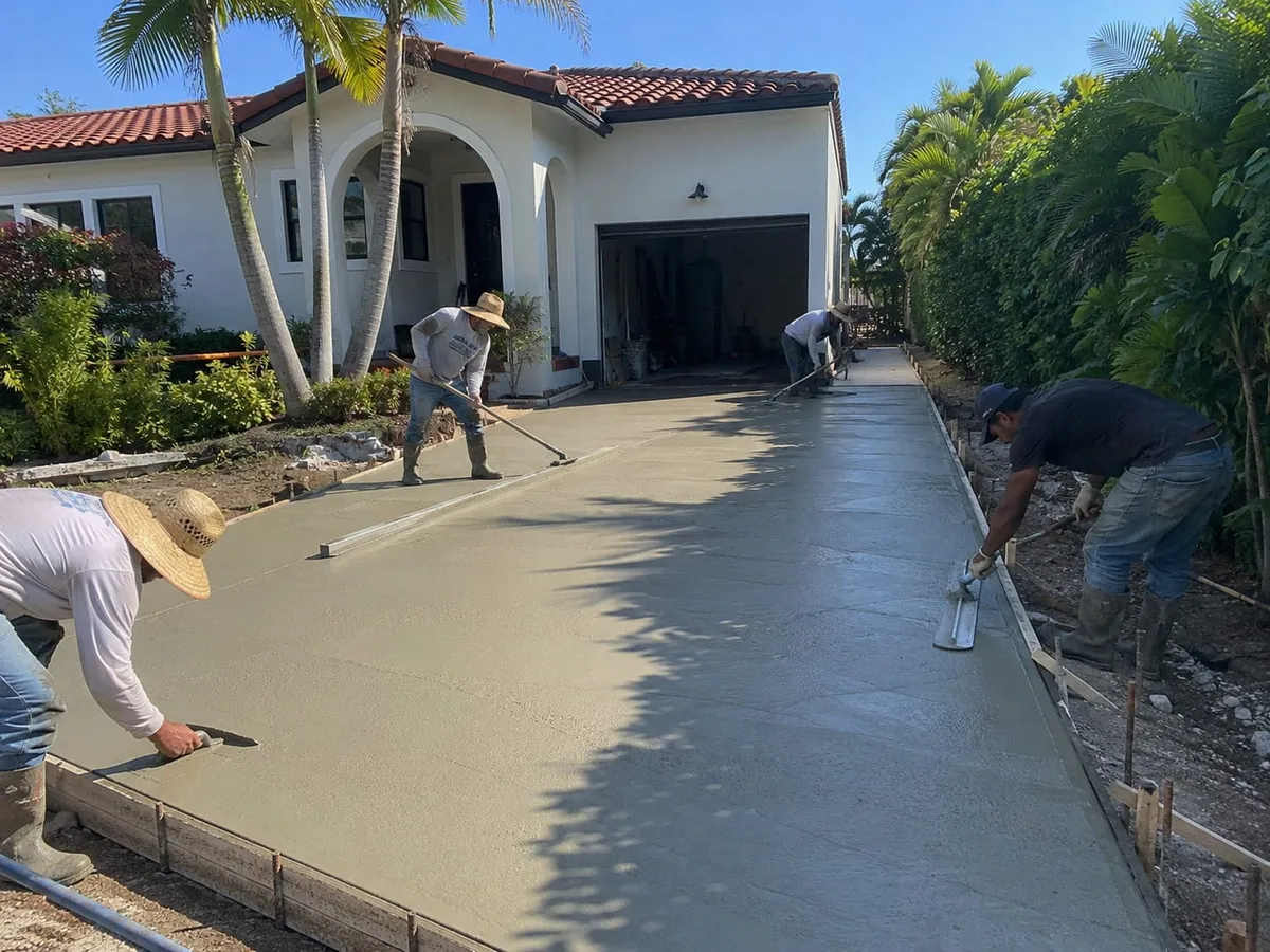 Miami Concrete Pros  constructs concrete driveway