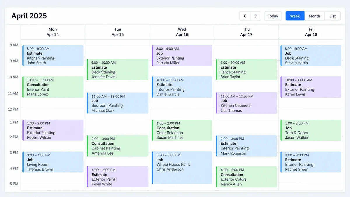 Customer Appointments Calendar