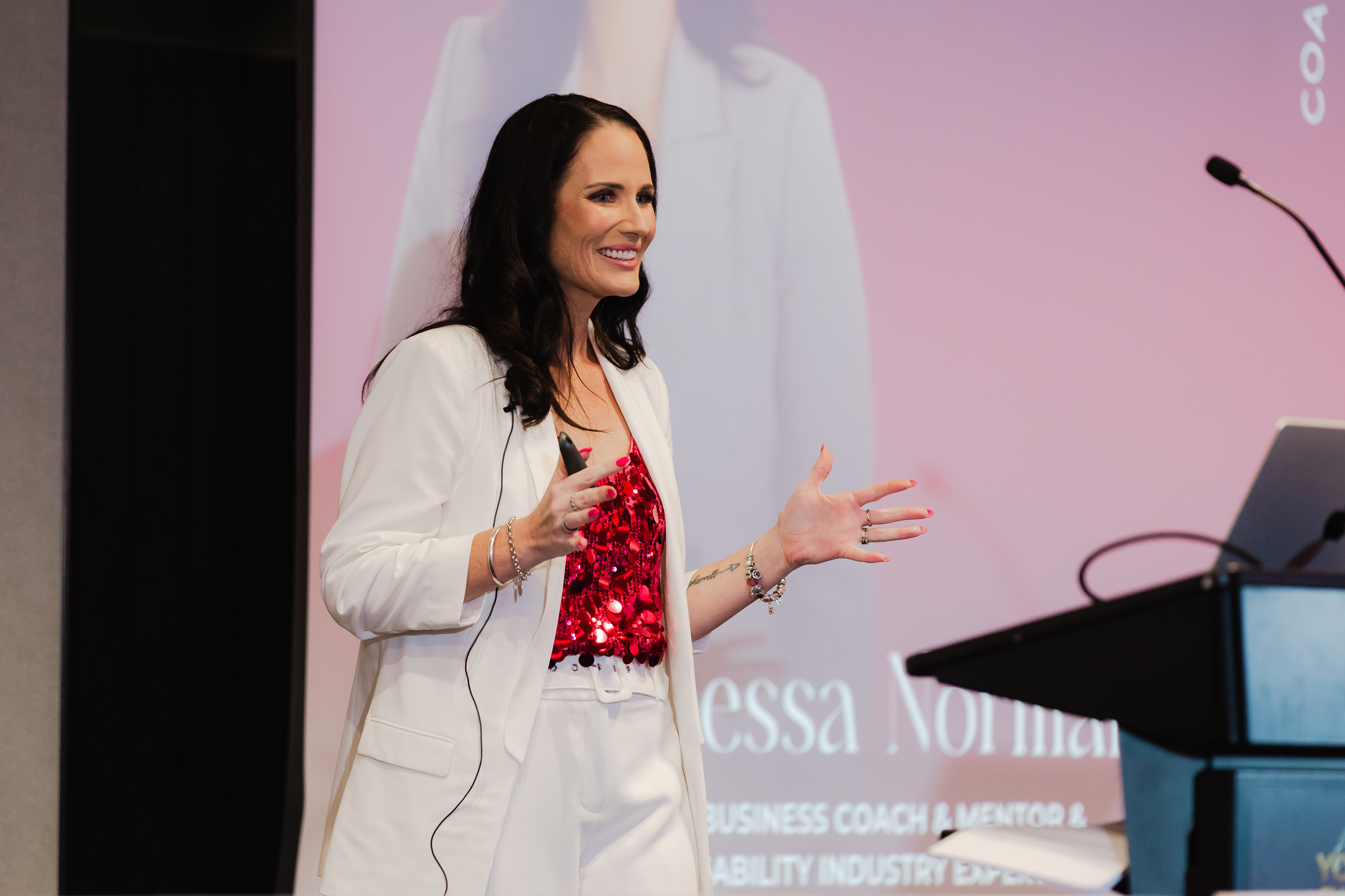 Vanessa Norman presenting at a Level Up event.