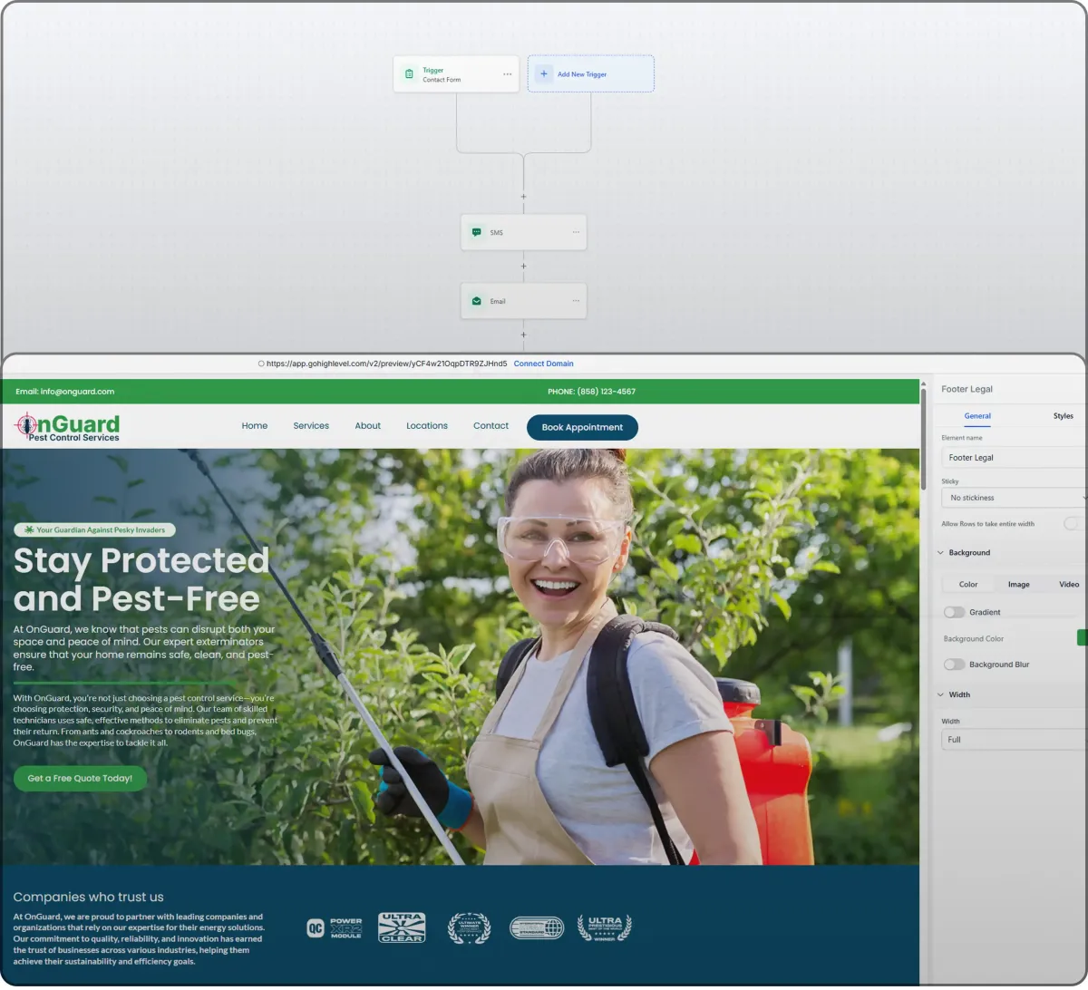 Step 2 SmartSite build and connect process showing automation workflow and website integration created by BGXStudios.