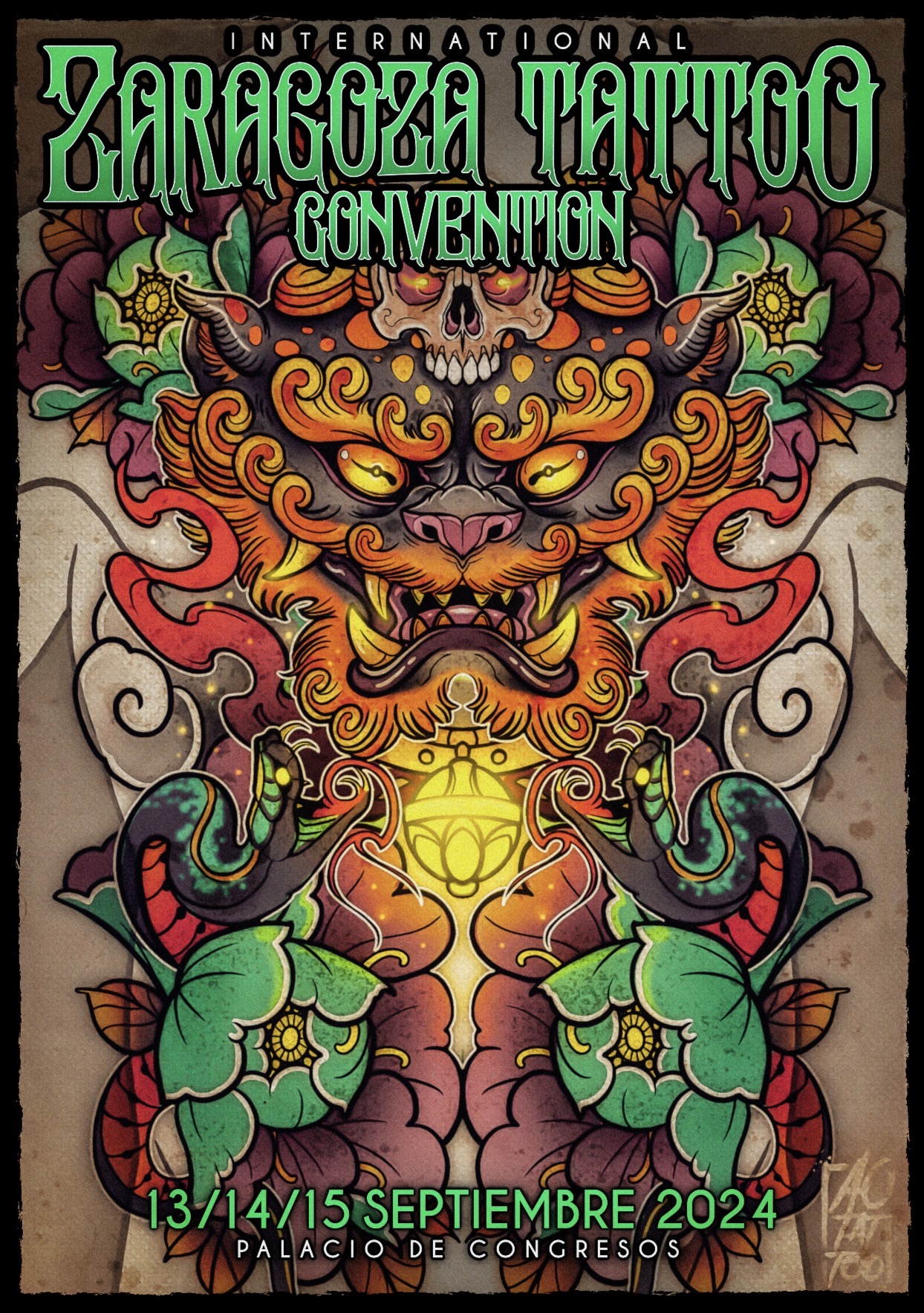 flyer publiciario de la spain tattoo convention de Zaragoza en el año 2024
