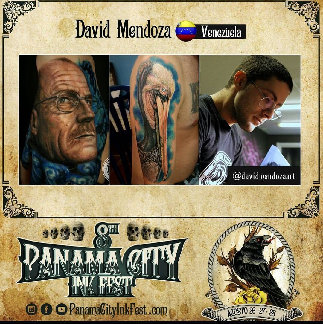 Cartel publicitario de la octava edición en el año 2016 del Panamá City Ink fest donde aparece David Mendoza art